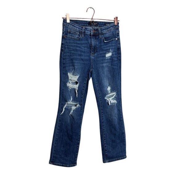 Judy Blue Jeans Womens 7/28 Distressed Straight Leg Stretch Mid Rise‎ Casual - Picture 1 of 6